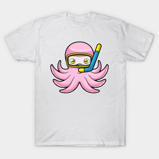 Octopus at Diving with Snorkel & Swimming goggles T-Shirt